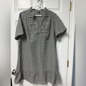 SHEIN Black and White Gingham Midi Dress